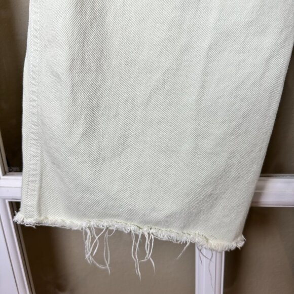 MANGO Pale Lemon Yellow Wide Leg Denim Jeans Size 4 - Picture 7 of 8